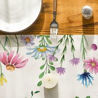 Daisy Eucalyptus Spring Table Runner Décoration de table 13x72 pouces Polyester Lavable Motif floral vintage |   Feuilles de lavande