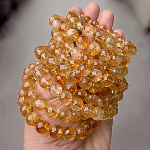 Pulseras Elásticas con Cuentas Redondas de 8mm de Cuarzo Dorado Natural 2A, Clásicas, al por Mayor, para Regalo de Joyería Unisex - Product Image 3