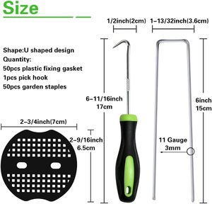 Vườn Stakes Staples + Gasket 6 inch bãi cỏ cảnh quan Staples 11 đo U hình mạ kẽm cảnh quan pins - Product Image 2