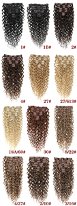 Fermino a onda d'acqua in extension per capelli veri capelli umani 7 pz/set castagna e <span class=keywords><strong>biondo</strong></span> bronzato Highlights Clip ricci su extension per capelli - Product Image 6