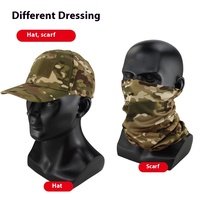 Gorro de Béisbol Táctico Multifuncional para Exteriores con Camuflaje, Protección Solar y Máscara de Ciclismo, Traje Real de CS