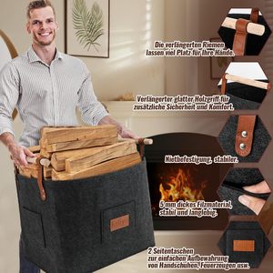 Cesto Porta Legna in Feltro Multiuso Extra Large per Interni, con Manici, Ideale per Viaggi e Stoccaggio - Product Image 3
