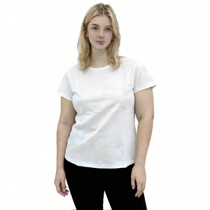T-shirt da donna HDJ taglie forti H7019-1 S/ML/XL Bianco Casual Cotone Girocollo Tinta unita Manica normale - Product Image 1