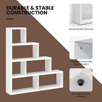 10 étagères bibliothèque, étagères bibliothèque d'angle en forme de L autoportantes, bibliothèques à 6 cubes en escalier, 5 étagères bibliothèque de rangement en bois