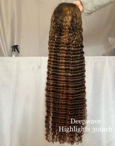 Perruque frontale sans colle 13x4 HD transparente en dentelle, cheveux vierges bouclés, ondulations profondes, pour mèches - Product Image 2