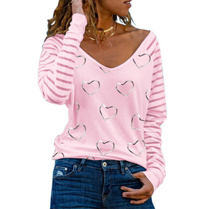 <span class=keywords><strong>Ropa</strong></span> de <span class=keywords><strong>mujer</strong></span> de talla grande lista para enviar, nueva colección otoño/invierno, para <span class=keywords><strong>Wish</strong></span>, superventas, con cuello en V y estampado de corazones - Product Image 1