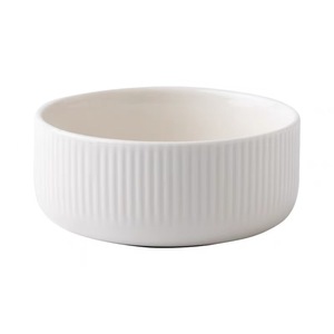 Ciotola in ceramica con goffratura retrò stoviglie bianche semplici in stile in stile domestico 4.5 pollici ciotola con motivo verticale per insalata di riso - Product Image 5