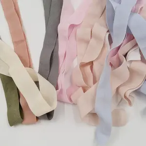 Soft Garment Underwear Nylon Fold Over Elastic Webbing Band Spandex Binding Bias Edge Tape Belt Webbing For Clothes
