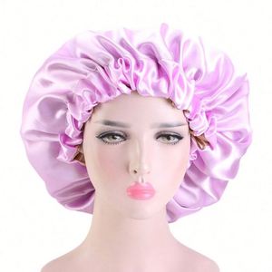Gorro de Dormir y Ducha de Seda Suave de Doble Capa, Forrado de Satén, de 38 cm (15 Pulgadas), para Cabello Rizado Natural, Ideal para Regalo - Product Image 2