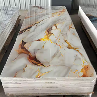 Panel de Pared de PVC con Diseño Moderno, Modelo 3D, Lámina de Mármol UV, Ecológico, Impermeable, Resistente al Fuego, para Baño, Oficina, Hotel