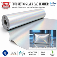 Cuir synthétique PU laser argenté métallisé très demandé pour la fabrication de sacs, 1 mm, rouleau de matière première d'usine du Bangladesh, conforme aux normes UE (POPs)