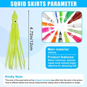 เหยื่อตกปลาเรืองแสงแบบนิ่ม ขนาด 5 ซม.-10 ซม. 12 ซม. 15 ซม. 5 ชิ้น/ถุง 20 สี เหยื่อปลอมปลาหมึก PVC สำหรับตกปลาจากเรือและทะเล เหยื่อปลอมปลาหมึกยักษ์ - Product Image 2