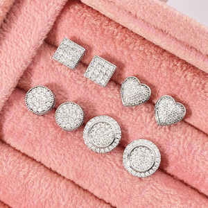 Boucles d'oreilles classiques en laiton en forme de cœur avec zircon, bijoux de fiançailles et de mariage pour femmes, plaquées or 18 carats et rhodium - Product Image 4