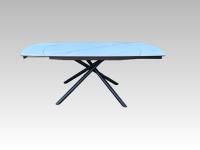 Table à manger moderne et minimaliste de style nordique avec plateau en céramique en pierre frittée et pieds métalliques fixes, mécanisme d'extension - Offre Spéciale