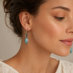 Nuovi Orecchini a Cerchio Irregolari con Rose e Turchese, Stile Bohémien, Ornamenti Floreali Personalizzati per Uso Quotidiano Femminile - Product Image 2