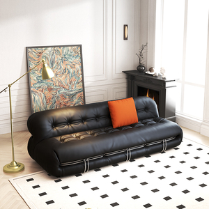 Sofá de Cuero Encerado Estilo Vintage, Sofá <span class=keywords><strong>Soriana</strong></span> con Patas de Acero, Sofá Lounge Hippo, Sofá Retro Creativo de Diseño - Product Image 3