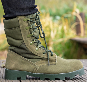 Botas Tácticas para Deportes al Aire Libre TSB910, Botas de Selva de Moda Transpirables de Cuero Vacuno y Gamuza Verde Salvia con Suela Panamá - Product Image 3