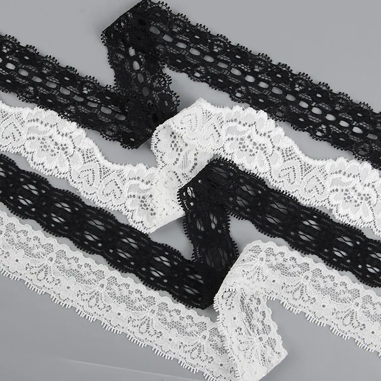 Apparel Sewing Fabric Ivory Black Trim Cotton Crocheted Lace Fabric Ribbon Handmade Accessories Embroidery Lace