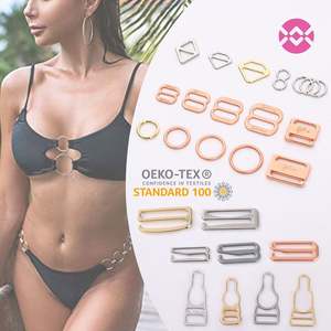 Boucles de soutien-gorge sans nickel de haute qualité anneau enduit de nylon en alliage et diapositives boucle de maillot de bain en métal - Product Image 1