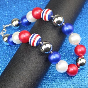 Los niños de EE. UU. El Día Nacional de regalo 16mm <span class=keywords><strong>Bubblegum</strong></span> grueso redondo acrílico cordón collar - Product Image 4