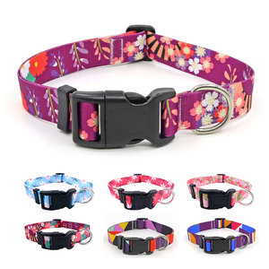 Collier pour chien ajustable à imprimé floral personnalisé, fermeture à boucle en polyester, style bohème folklorique, collier pour animaux de compagnie pour petits chiens, toutes saisons - Product Image 3