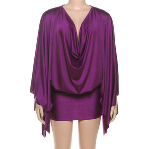 Abito Elegante con Scollo a V Profondo per Donna in Raso Classico a <span class=keywords><strong>Maniche</strong></span> <span class=keywords><strong>Lunghe</strong></span> Semplice Aderente e Slim - Product Image 4