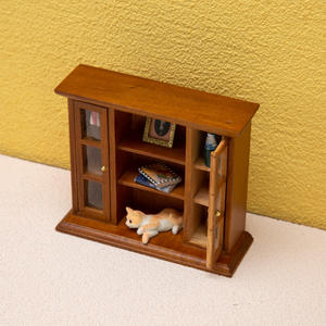 1:12 bébé maison bricolage jouet Miniature meubles en bois et cheminée modèle armoire murale avec porte double support de rangement pour décorations - Product Image 5