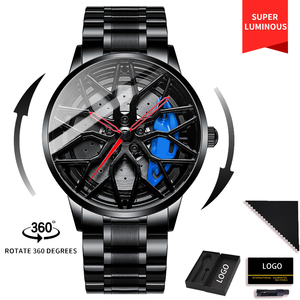 Thả vận chuyển chất lượng cao bán buôn người đàn ông không thấm nước Đồng hồ Thạch anh cổ tay thể thao Gyro hợp kim xoay rim quay xe bánh xe đồng hồ - Product Image 2