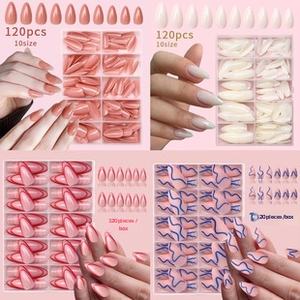 Unghie Finte Personalizzate con Logo, Stile Francese Rosa e Bianco, 120/240 Pezzi in Scatola, Unghie Artificiali per Dita, Vendita all'Ingrosso - Product Image 6