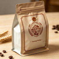 Sac à café en aluminium de qualité alimentaire, 1 kg, imprimé en héliogravure personnalisé, résistant à l'humidité, fond plat, scellé sur huit côtés