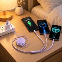 Kabel Pengisian Cepat 3 in 1, Kabel Transfer Data USB untuk Ponsel, Aksesoris Kabel Charger Multifungsi untuk Ponsel dan Tablet