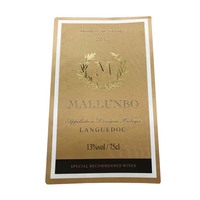 Etiqueta de vino tinto con relieve metálico, pegatina de botella de vidrio, Whisky, Vodka, lámina dorada