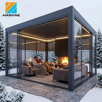 Pergola moderne en aluminium, toit à lamelles imperméable pour l'extérieur, gazebo de jardin, pavillon avec panneaux à lattes en imitation bois