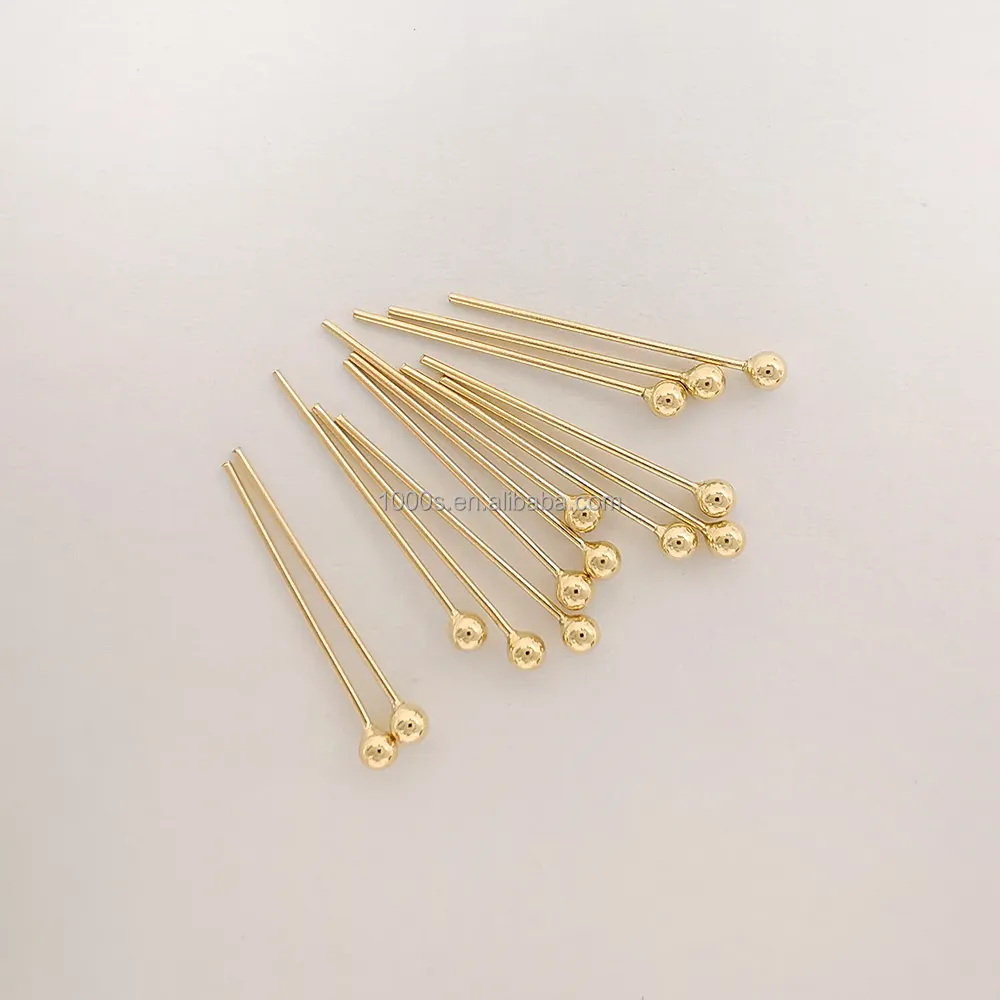 14K Real Gold Jewelry Accessory Gold Pins With Small Round Ball For Jewelry DIY For Pearl Jewelry