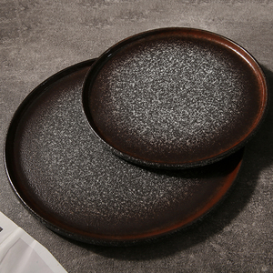 Hyniweiye — ensemble de table en céramique, motifs en pierre naturelle, porcelaine noire, <span class=keywords><strong>granit</strong></span>, grès, assiette ronde pour le restaurant, nouveau produit - Product Image 3