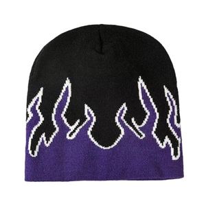 Bonnet en polyester tricoté pour homme, motif flamme créatif, style streetwear, chaud, jacquard, idéal pour les événements - Product Image 4