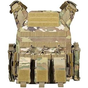 เสื้อกั๊กยุทธวิธีมัลติแคม MOLLE พร้อมแผ่นกันกระสุน สายสะพายไหล่แบบปลดเร็ว อุปกรณ์กลางแจ้ง - Product Image 3