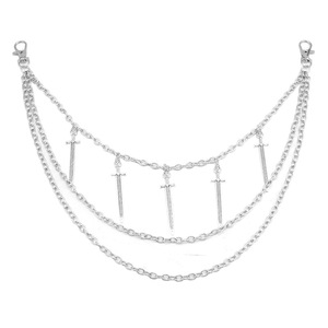 Chaîne de taille multicouche avec pendentif épée en alliage de zinc, style punk, accessoire de mode pour soirée - Product Image 5