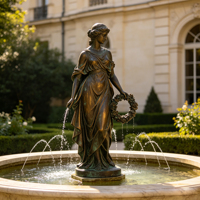 Sculpture de personnage occidental antique en laiton coulé grandeur nature, statue d'ange en bronze, décoration de fontaine pour extérieur, villa, parc, paysage