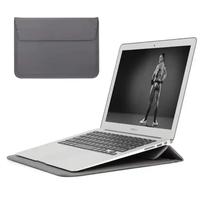 Housse mince imperméable en cuir PU pour ordinateur portable HP Dell Lenovo Asus de 15 à 16 pouces avec support