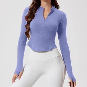 RUIQUWIN Hiver Chaud Demi-fermeture Éclair Yoga Top Fitness Casual Sportswear Respirant Doux Sans Couture Top avec Impression OEM Motif - Product Image 3