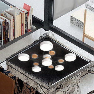 Plafonnier moderne en bois, panneau rond, lustre encastré avec LED IP65 pour salon et chambre à coucher - Product Image 2