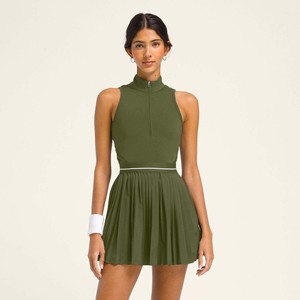 2025 personnalisé sans manches vêtements de sport en plein air une pièce <span class=keywords><strong>Golf</strong></span> <span class=keywords><strong>jupe</strong></span> femmes plissé robe de Tennis avec poche courte - Product Image 3