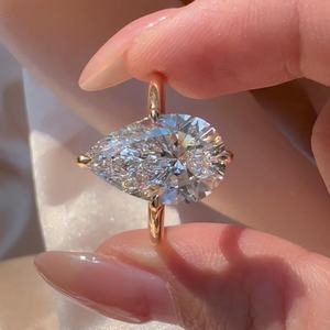 Bague en diamant de laboratoire de forme poire certifiée IGI de 1 à 5 carats, CVD HPHT, pour homme et femme, fiançailles, mariage, personnalisable, or massif 14k 18k - Product Image 1