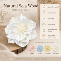 Fleur de Dahlia en Bois de Sola de 6 cm, Naturelle et Faite à la Main, Décoration Séchée pour la Maison, Idéale pour les Cérémonies de Remise des Diplômes, Halloween, Mariages, Anniversaires, Noël