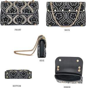 Bolso de Mano de Noche Elegante Hecho a Mano, Bolso de Hombro Cuadrado, Bolso Cruzado de Lujo con Cadena Individual, Mini Bolsos para Damas - Product Image 4