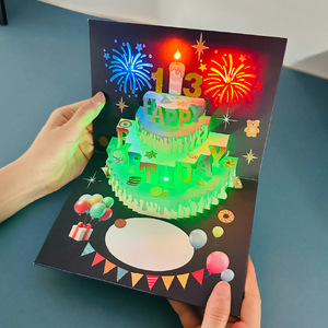 Tarjeta <span class=keywords><strong>de</strong></span> Felicitación 3D Pop-up con Velas y Fuegos Artificiales, Luces y Música para <span class=keywords><strong>Cumpleaños</strong></span> - Product Image 3
