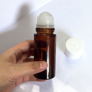 Flacon de déodorant en verre ambré 30ml 50ml, flacon roll-on de luxe, flacon roll-on de déodorant brun avec <span class=keywords><strong>bille</strong></span> grande taille - Product Image 3