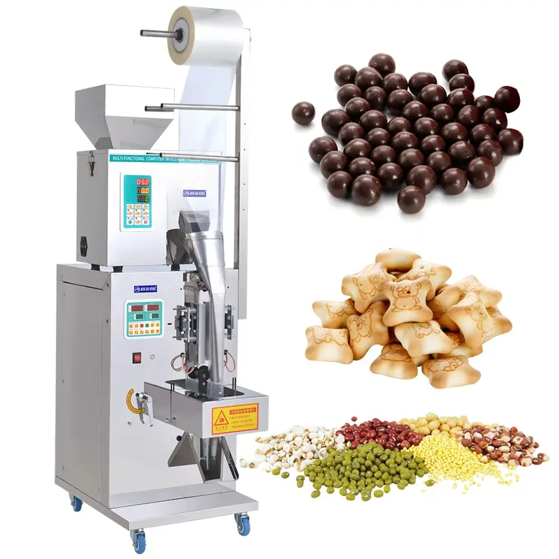 Tahıl tahıl dolum paketleme makinesi otomatik fasulye tohumu küçük poşet gıda mühürleyen paketleme makinesi