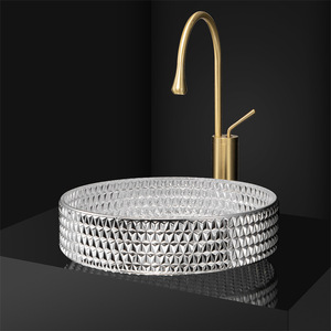 Lavabo da Appoggio HONGDEC di Lusso Moderno in Vetro Cristallo Trasparente con Foro Singolo, Ecologico e Facile da Pulire, per Bagno - Product Image 2